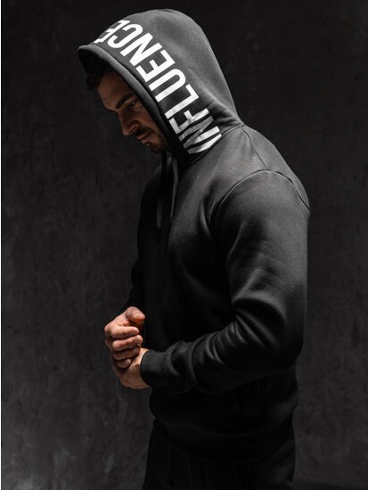 Fekete Vastag Férfi kapucnis pulóver