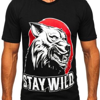 Fekete Stay Wild  Férfi rövid ujjú
